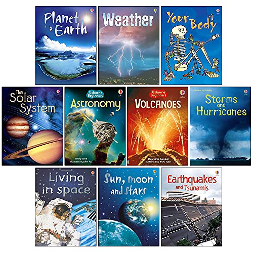 Usborne Beginners Science 10 Books Collection Set (Sun, Moon and Stars, Living in Space, Volcanoes, Solar System, Planet Earth, Earthquakes and Tsunamis & MORE!)